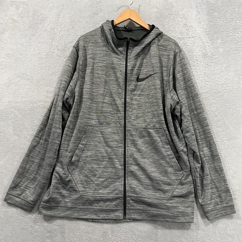Nike Dri-Fit Fleece Hoodie Full‎ Zip Mens 2XL Basketball Gray Workout AH7596-050
